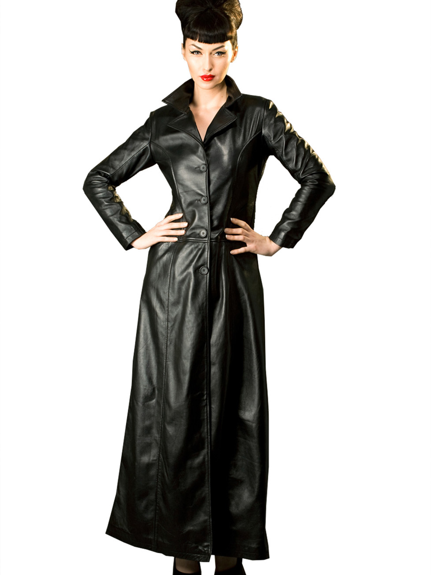 Honour Women S Sexy Trench Jacket Coat In Leather Fitted Long Floor Length Ebay